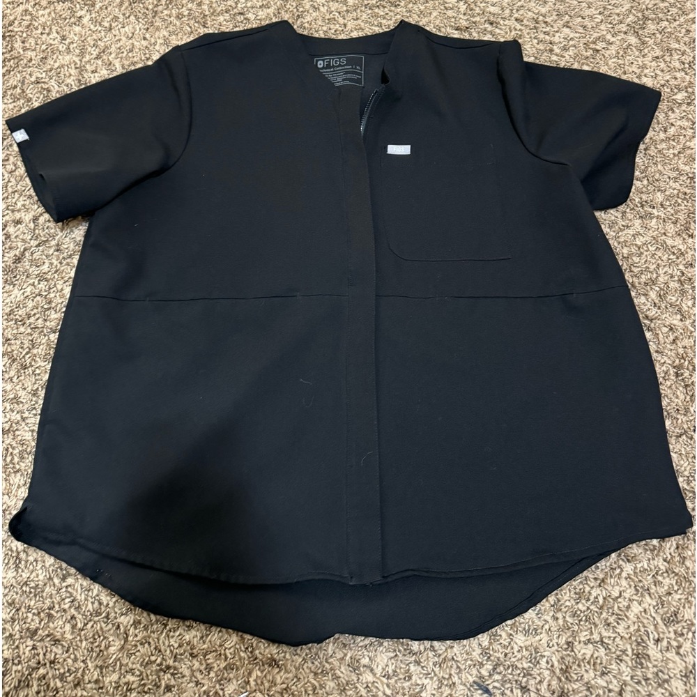 Women’s XL FIGS Black Zip-Up scrub top